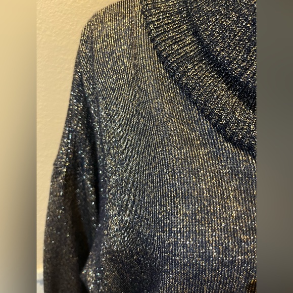 Christian Dior vintage sweater w/ brown & gold metallic knit, cowl neck. M - Picture 3 of 7